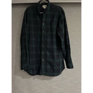 LL Bean VTG Navy Blue Green Plaid Flannel Shirt Men’s Size LT